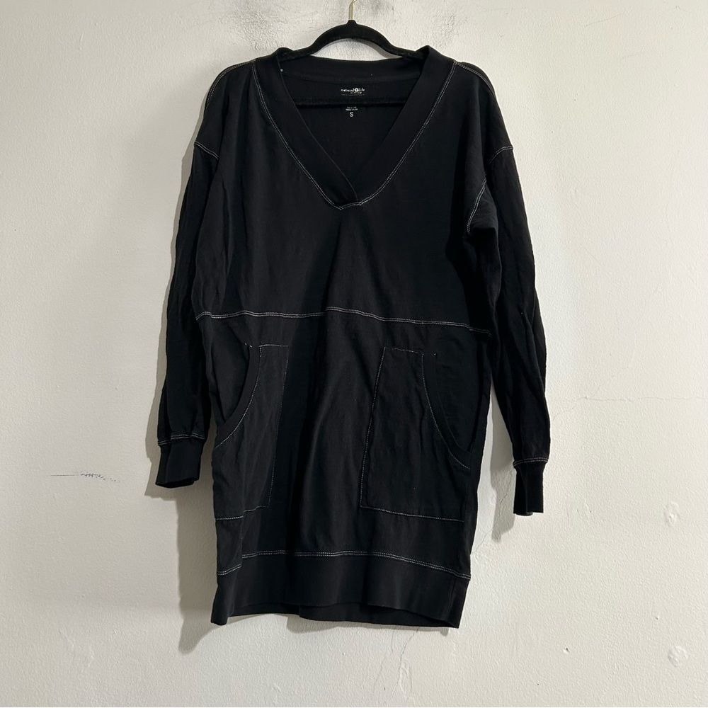 Natural Life Charlie Cotton V-Neck Mini Dress Charcoal Small Casual Lounge